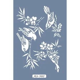 AS502 Çiçek ve Kuş Model A4 Stencil