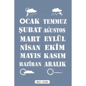 AS526 Ay İsimleri Model A4 Stencil