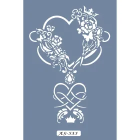 AS535 Çiçekli Kalp Model A4 Stencil