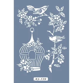 AS539 Çiçek ve Kuş Model A4 Stencil
