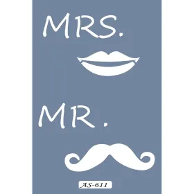 AS611 Mr&Mrs Yazılı Model A4 Stencil