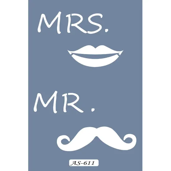AS611 Mr&Mrs Yazılı Model A4 Stencil