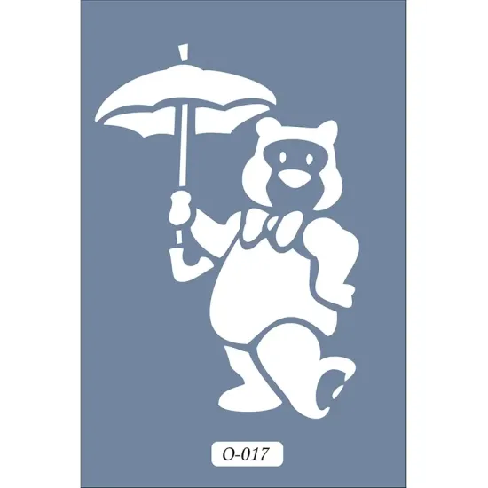 O17 10x15 O Serisi Şemsiyeli Ayı Stencil