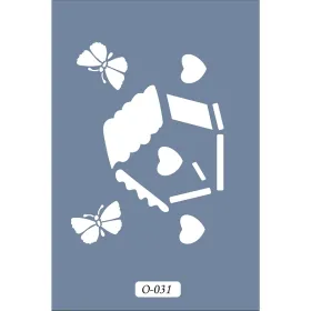 O31 10x15 O Serisi Kelebek ve Kalp Stencil