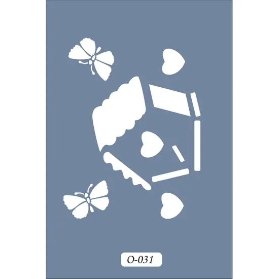 O31 10x15 O Serisi Kelebek ve Kalp Stencil