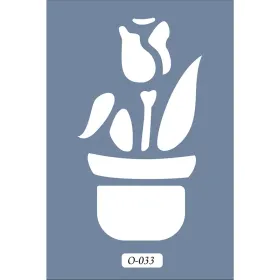 O33 10x15 O Serisi Saksı Çiçek Stencil