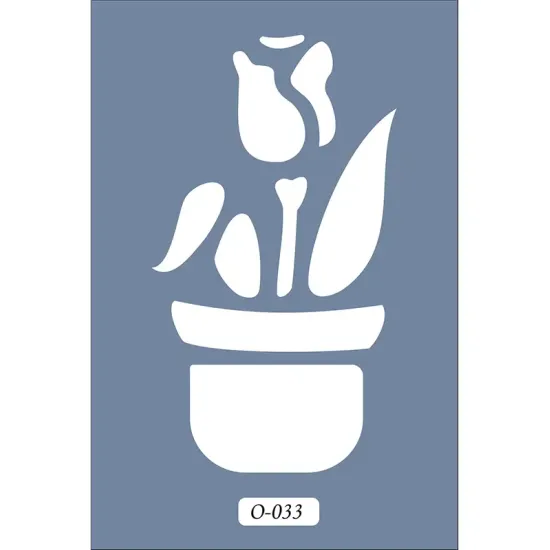 O33 10x15 O Serisi Saksı Çiçek Stencil