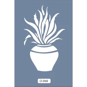 O46 10x15 O Serisi Vazo Bitki Stencil