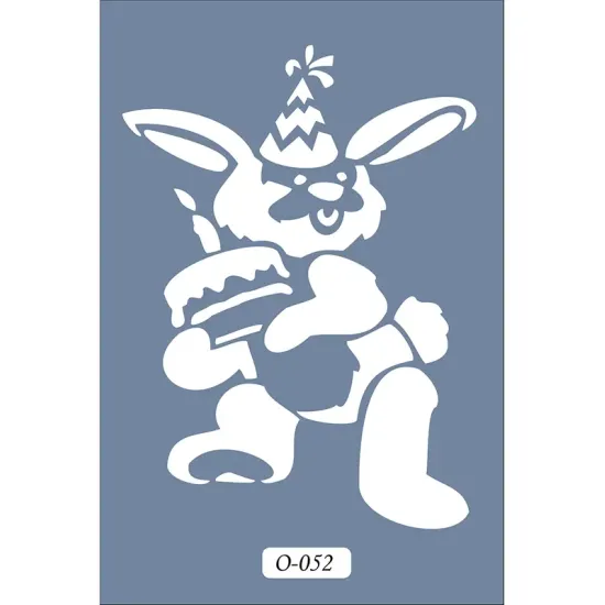 O52 10x15 O Serisi Tavşan Pasta Stencil