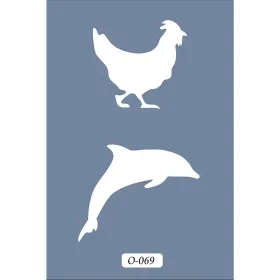 O69 10x15 O Serisi Tavuk ve Yunus Stencil