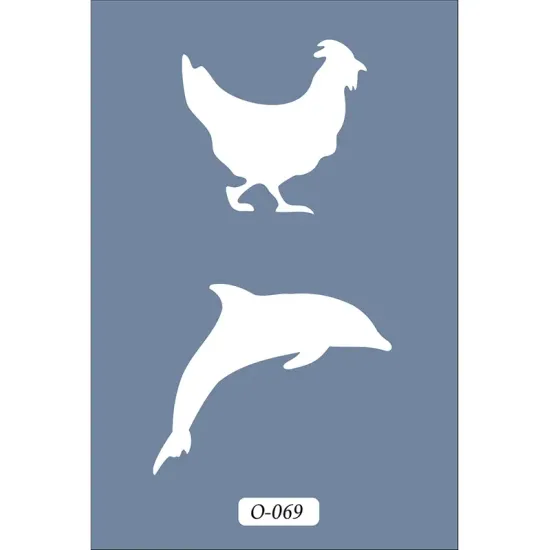 O69 10x15 O Serisi Tavuk ve Yunus Stencil