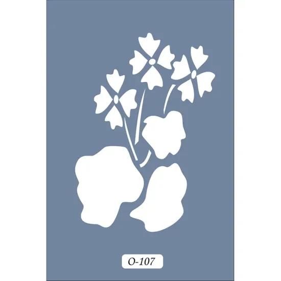 O107 10x15 O Serisi Çiçek Stencil