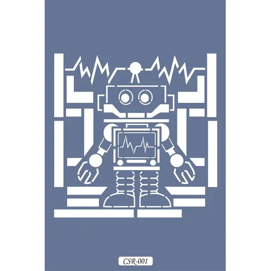 Sevimli Robotlar Çocuk Stencil 25x25cm CSR01