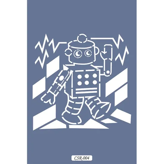 Sevimli Robotlar Çocuk Stencil 15x15cm CSR04