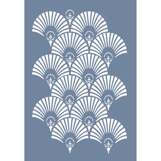 HHMR04 Home Heritage Geometrik Fan Stencil 50x70cm