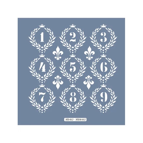 HDM12 Rakam Model Home Dekor 25x25 Stencil