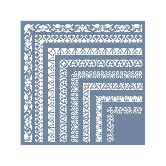 HDM196 Köşe Bordür Model Home Dekor 25x25 Stencil