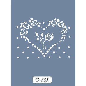 D885 Kalp Gül Model D Serisi Stencil 15x20cm