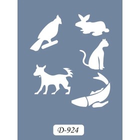 D924 Hayvanlar Model D Serisi Stencil 15x20cm