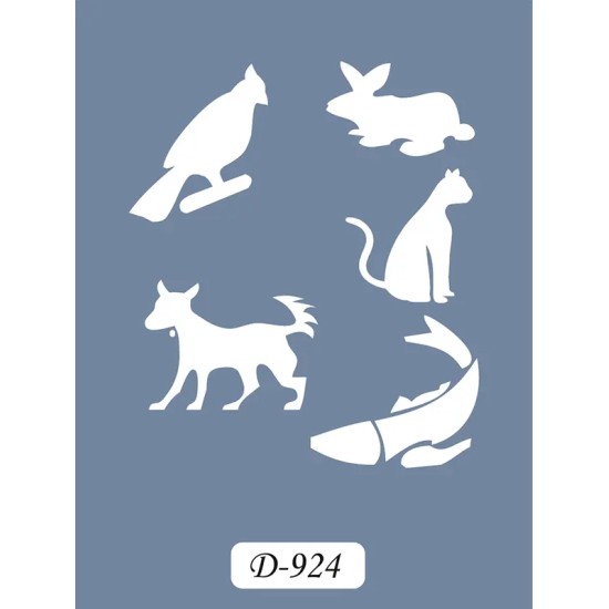 D924 Hayvanlar Model D Serisi Stencil 15x20cm