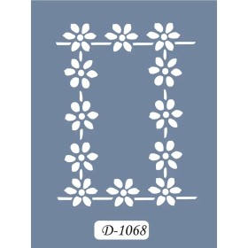 D1068 Çiçekli çerçeve Model D Serisi Stencil 15x20cm