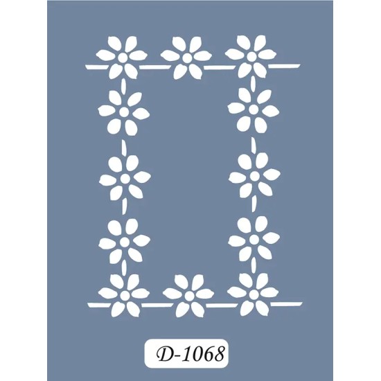 D1068 Çiçekli çerçeve Model D Serisi Stencil 15x20cm