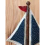 Atölye Tasarımı El Boyaması Marin Yelkenli Dekoratif Obje - 25,5 cm