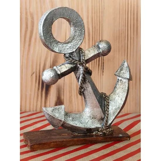 Atölye Tasarımı El Boyaması Marin Çapa Dekoratif Obje - 21 cm