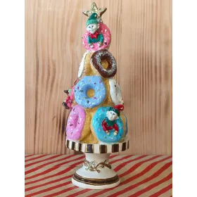 Atölye Tasarımı El Boyaması Donut Temalı Yılbaşı Ağacı Dekoratif Obje - 30 cm