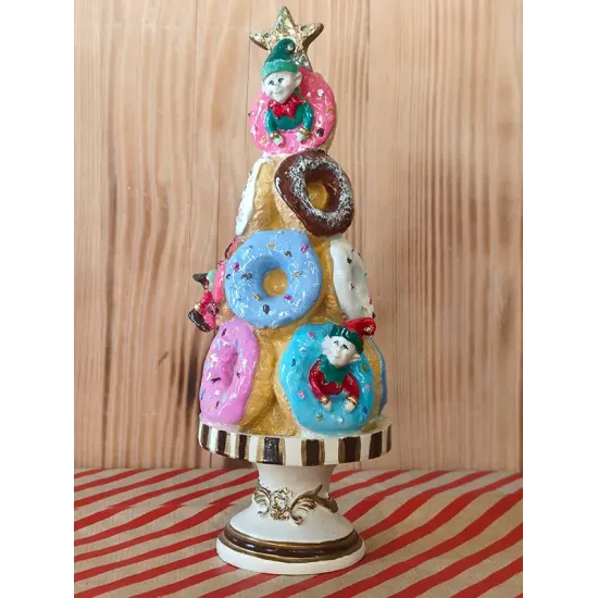 Atölye Tasarımı El Boyaması Donut Temalı Yılbaşı Ağacı Dekoratif Obje - 30 cm