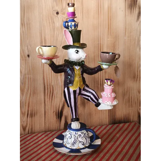 Atölye Tasarımı Alice Çay Saati Tavşanı Dekoratif Biblo - 57 cm