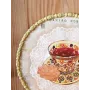 Atölye Tasarımı Kartpostal Serisi Çay Fincanı Desenli Aplike Tepsi - 29,5 cm