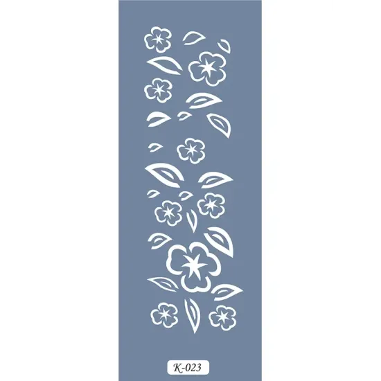 K23 6x20 Bordür Model Çiçekli Yaprak Stencil
