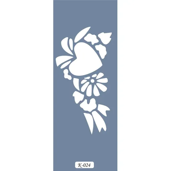 K24 6x20 Bordür Model Kalp ve Çiçek Stencil