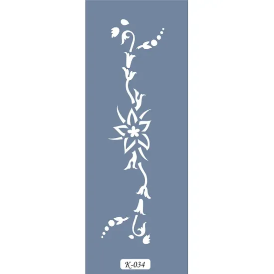 K34 6x20 Bordür Model Çiçek Stencil