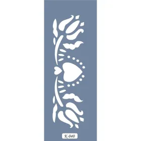 K40 6x20 Bordür Model Kalp ve Çiçek Stencil