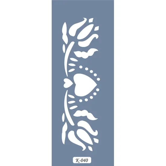 K40 6x20 Bordür Model Kalp ve Çiçek Stencil