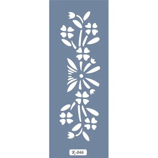 K46 6x20 Bordür Model Çiçek Deseni Stencil