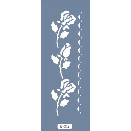 K52 6x20 Bordür Model Çiçek Stencil