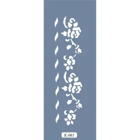 K61 6x20 Bordür Model Çiçekli Yaprak Stencil