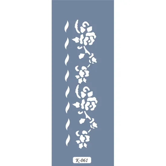 K61 6x20 Bordür Model Çiçekli Yaprak Stencil