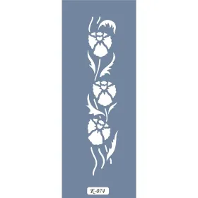 K74 6x20 Bordür Model Çiçekli Yaprak Stencil