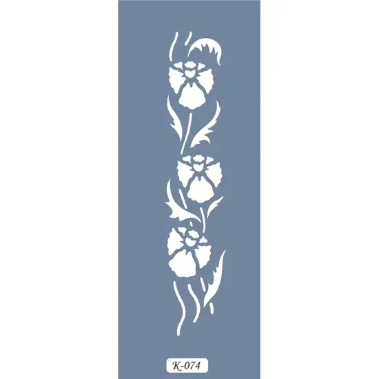 K74 6x20 Bordür Model Çiçekli Yaprak Stencil