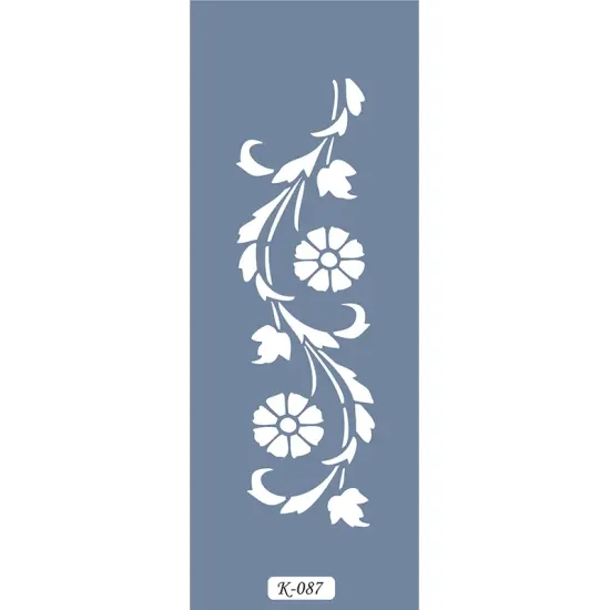 K87 6x20 Bordür Model Çiçek ve Yaprak Stencil