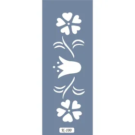 K100 6x20 Bordür Model Çiçek ve Yaprak Stencil
