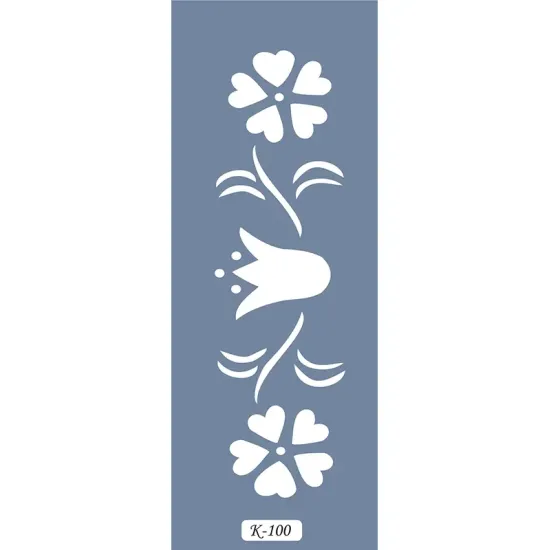 K100 6x20 Bordür Model Çiçek ve Yaprak Stencil