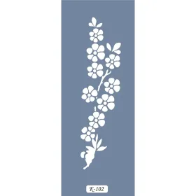 K102 6x20 Bordür Model Çiçek Dalı Stencil