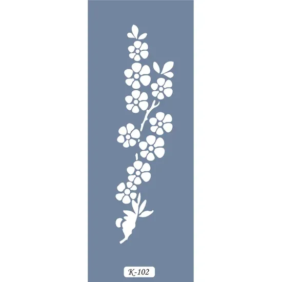 K102 6x20 Bordür Model Çiçek Dalı Stencil