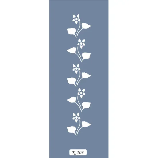 K103 6x20 Bordür Model Çiçekli Yaprak Stencil