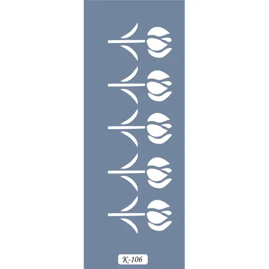 K106 6x20 Bordür Model Çiçek Deseni Stencil